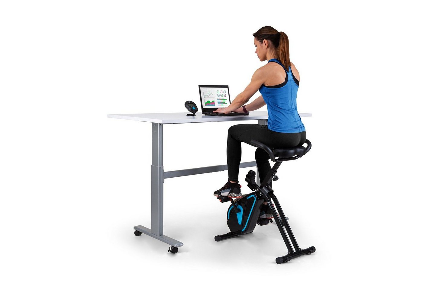 Capital Sports Heimtrainer Azura Desk Bike (Tischkonsole), Standfahrrad Heimtrainer Hometrainer Fahrrad klappbar Cardio Fitness von Capital Sports