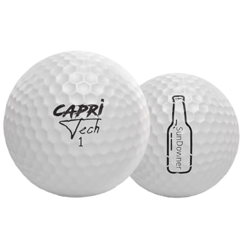 Capri Tech - Sundowner | Weiß | 12 Stück | Distanz Golfball | Low Spin | High Distance | High Tech Golfbälle aus Singapur | 2 Schichten | 332 Dimple | Titanpartikel im Kern Capri Tech - Sundowner | Weiß | 12 Stück | Distanz Golfball | Low Spin | High Distance | High Tech Golfbälle aus Singapur | 2 Schichten | 332 Dimple | Titanpartikel im Kern von Capri Tech