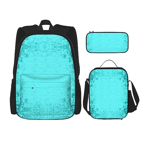 CarXs Roter Hibiskus, trendiger Rucksack, Lunchtasche und Federmäppchen, Kombination – entworfen für den täglichen Komfort, blaugrün, Einheitsgröße von CarXs