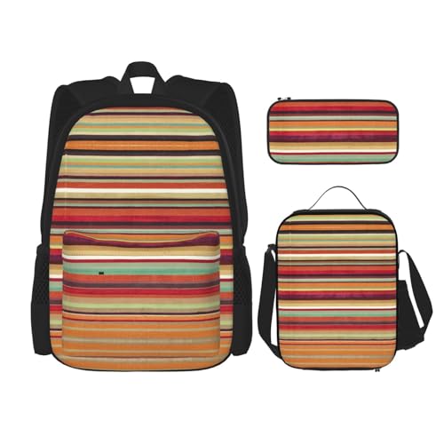 CarXs Trendiger Rucksack, Lunchtasche und Federmäppchen mit wilden Tiermotiven – entworfen für den täglichen Gebrauch, Regenbogen, Einheitsgröße von CarXs
