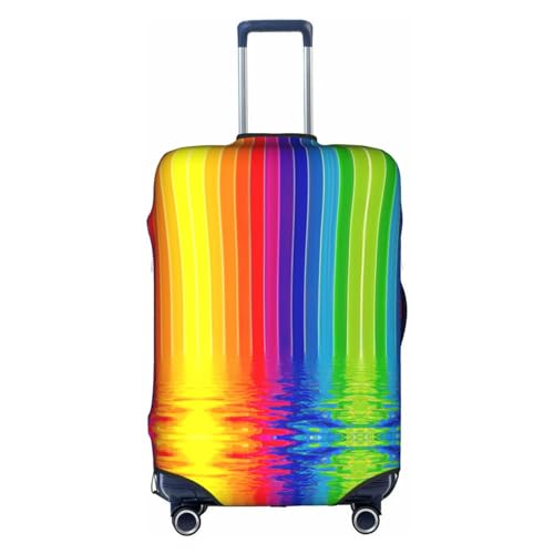 Dehnbare Kofferhülle in Blaugrün, doppelseitiger Druck, Reisegepäck-Zubehör, Regenbogengestreift, M von CarXs