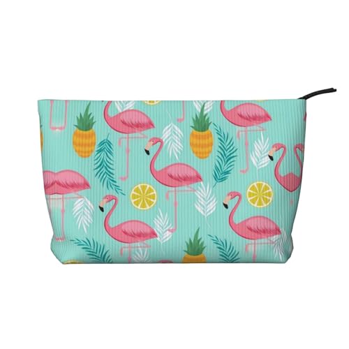 Flamingo Make-up-Tasche aus Cord – Kulturbeutel für Damen – praktisch für die tägliche Aufbewahrung, kurze Reisen, Schwarz , Einheitsgröße von CarXs