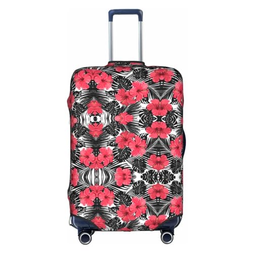 Kofferhülle mit pinkem Flamingo-Muster, dehnbar, doppelseitiger Druck, Reisegepäck-Zubehör, Roter Hibiskus, XL von CarXs