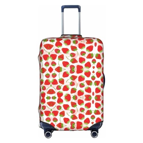 Kofferhülle mit pinkem Flamingo-Muster, dehnbar, doppelseitiger Druck, Reisegepäck-Zubehör, erdbeere, L von CarXs