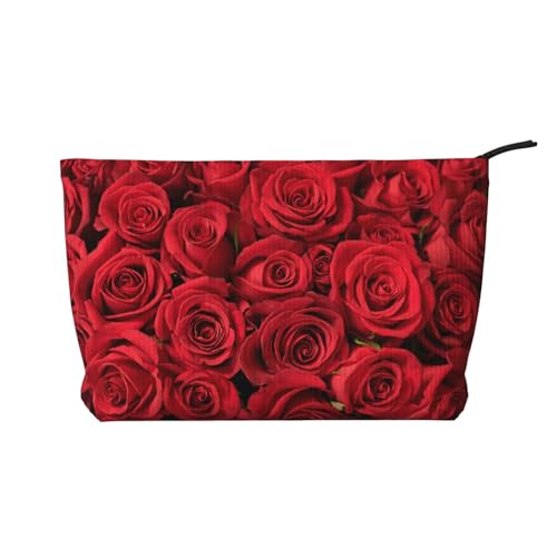 Kosmetiktasche aus Cord mit roter Rose – Kulturbeutel für Damen – praktisch für die tägliche Aufbewahrung, kurze Reisen, Schwarz , Einheitsgröße von CarXs