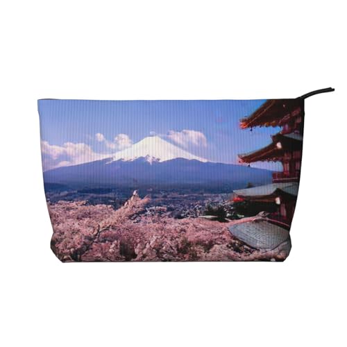 Mount Fuji Japan Make-up-Tasche aus Cord – Kulturbeutel für Damen – praktisch für die tägliche Aufbewahrung, kurze Reisen, Schwarz , Einheitsgröße von CarXs