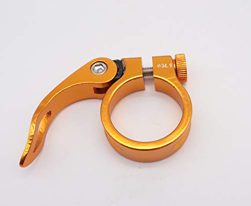 CarbonEnmy Alu Fahrrad Sattelklemme mit Schnellspanner Saddle clamp 34,9 mm (Gold) von CarbonEnmy
