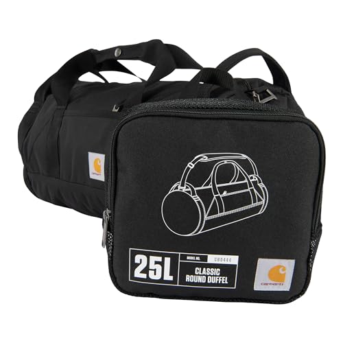 Carhartt Klassische runde Reisetasche mit Mehrzwecktasche, strapazierfähig, wasserabweisend, verstaubar, für Baustelle, Fitnessstudio und Reisen, Schwarz, 25L, 25 Liter Carhartt Klassische runde Reisetasche mit Mehrzwecktasche, strapazierfähig, wasserabweisend, verstaubar, für Baustelle, Fitnessstudio und Reisen, Schwarz, 25L, 25 Liter von Carhartt
