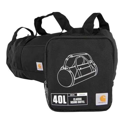 Carhartt Klassische runde Reisetasche mit Mehrzwecktasche, strapazierfähig, wasserabweisend, verstaubar, für Baustelle, Fitnessstudio und Reisen, Schwarz, 40L, 40 Liter Carhartt Klassische runde Reisetasche mit Mehrzwecktasche, strapazierfähig, wasserabweisend, verstaubar, für Baustelle, Fitnessstudio und Reisen, Schwarz, 40L, 40 Liter von Carhartt