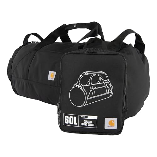 Carhartt Klassische runde Reisetasche mit Mehrzwecktasche, strapazierfähig, wasserabweisend, verstaubar, für Baustelle, Fitnessstudio und Reisen, Schwarz, 60L, 60 Liter Carhartt Klassische runde Reisetasche mit Mehrzwecktasche, strapazierfähig, wasserabweisend, verstaubar, für Baustelle, Fitnessstudio und Reisen, Schwarz, 60L, 60 Liter von Carhartt