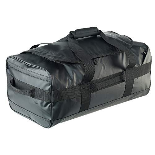 Caribee Titan 50L - Reisetasche/Duffle Bag aus wasserfesten Planen Material mit Rucksackriemen (115cm linear - Hangepäckgröße bei vielen Airlines!) (Schwarz) von Caribee