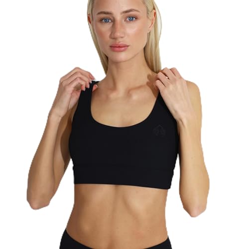 Carlheim Women's Active wear Sports Bra Ribbed Classic Helle, Black, X-Large von Carlheim