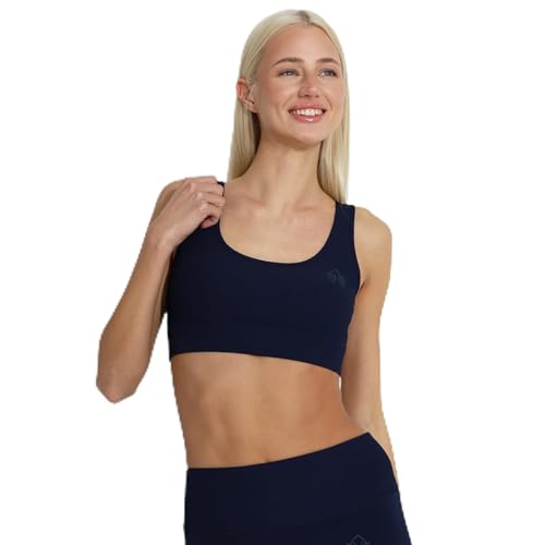 Carlheim Women's Active wear Sports Bra Ribbed Classic Helle, Navy, Large von Carlheim