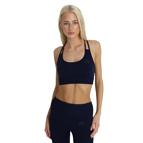 Carlheim Women's active wear Sports Bra Ribbed Panel-Rikke, Navy, Small von Carlheim