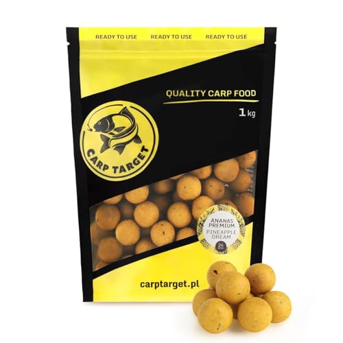 Carp Target - Boilies Ananas Premium 24 mm - Pineapple Dream 1kg - 10 Eier für 1 kg Boilies - Sinkender Köderball für Karpfen und Graskarpfen - Aromatische Mischung aus Haith's Zubehör von Carp Target