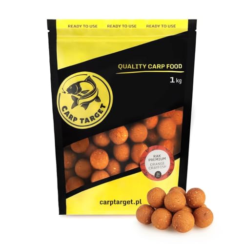 Carp Target - Boilies Krebs Premium 24 mm - Orange Crayfish 1kg - 10 Eier für 1 kg Boilies - Sinkender Köderball für Karpfen und Graskarpfen - Aromatische Mischung aus Haith's Zubehör von Carp Target