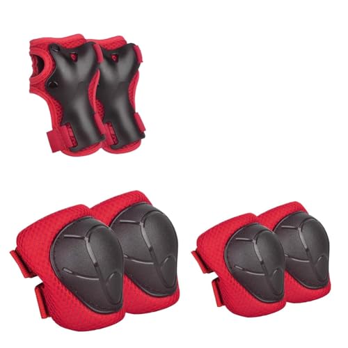 Carriere Ellenbogenschützer Set Knieschützer für Mädchen mit Handgelenkschoner Rot von Carriere