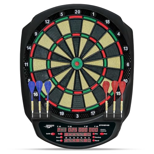 Carromco elektr. Dartboard - STRIKER-601, gelb-schwarz, 3-Loch-Dartscheibe elektronisch, Dart Set, Dartautomat, Dart Zubehör, Dart Scoreboard von Carromco