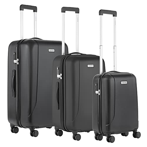 CarryOn Skyhopper Hartschale Kofferset 3 teilig - Gepäckset Reisekoffers TSA - Polycarbonate - TSA OKOBAN (schwarz, 3-er Set XXL) von CarryOn