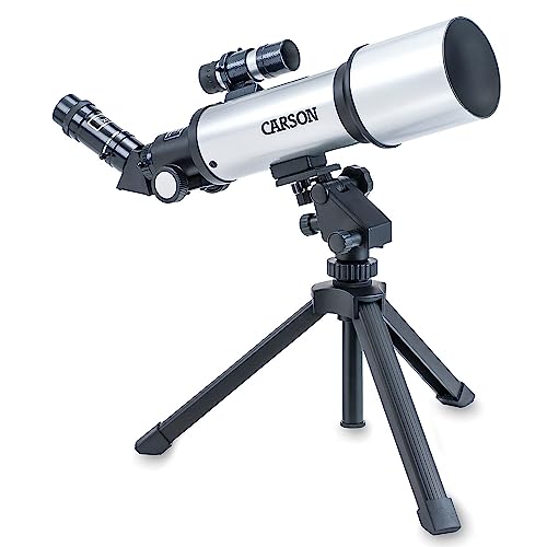 Carson SkyChaser 70 mm Refraktor Einsteiger-Teleskop mit Tischstativ für Erwachsene und Kinder Vergrößerung bis 133,5x für Beobachtungen am Himmel und auf der Erde Carson SkyChaser 70 mm Refraktor Einsteiger-Teleskop mit Tischstativ für Erwachsene und Kinder Vergrößerung bis 133,5x für Beobachtungen am Himmel und auf der Erde von Carson Optical