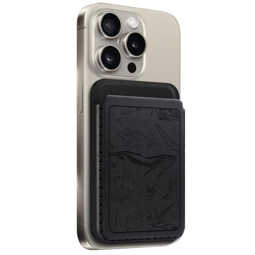Carveit Wallet Kompatibel mit MagSafe für iPhone 15/14/13/12 Pro/Max/Plus/Mini, Holzdesign Magnetische Wallet für Galaxy S22/S23/S24 Ultra, Pixel 6/7/8 Pro (Eine Reise von Vintage-Dunklesholz) von Carveit
