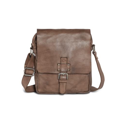 Cas8 men LINUS Umhängetasche mit Überschlag, stilvolle Messenger Bag für Herren, Bürotasche aus 100% Leder, Männertasche für Office & Freizeit, brown von Cas8