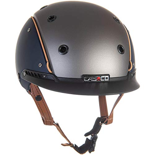 Casco Reithelm CHAMP-3 blau/anthrazit L (58-62cm) + MyStyle Wechselstreifen hellbraun von Casco