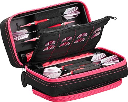 Casemaster Unisex-Erwachsene Plazma Pro Darttasche und Handytasche, Schwarz mit pinkem Dart-Etui, Rosafarbener Rand von Casemaster