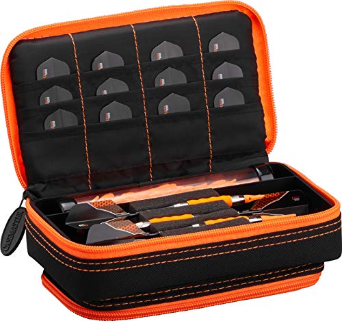 Casemaster Uni-Erwachsene Plus Black with Orange Trim Dart Case and Phone Pocket Plazma, Orangefarbener Rand von Casemaster