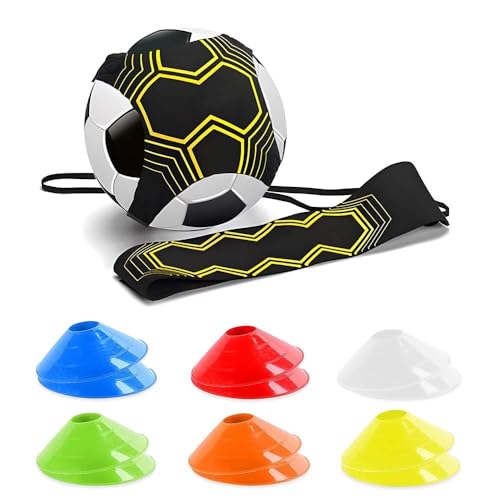 Casenly Fußball Trainingsset Fußball Kicktrainer, Fußball Kick Trainer mit 12 Hütchen Fussball und Verstellbarem Taillengürtel, Fußball Trainingsgerät Hände frei Solo für Universal Größe Ball 3/4/5 Casenly Fußball Trainingsset Fußball Kicktrainer, Fußball Kick Trainer mit 12 Hütchen Fussball und Verstellbarem Taillengürtel, Fußball Trainingsgerät Hände frei Solo für Universal Größe Ball 3/4/5 von Casenly