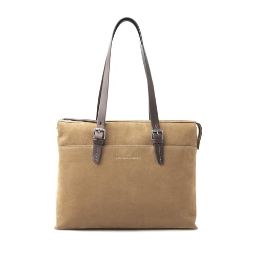 Castelijn & Beerens | Veneto | Nubuck Schultertasche 15,6" | Taupe von Castelijn & Beerens