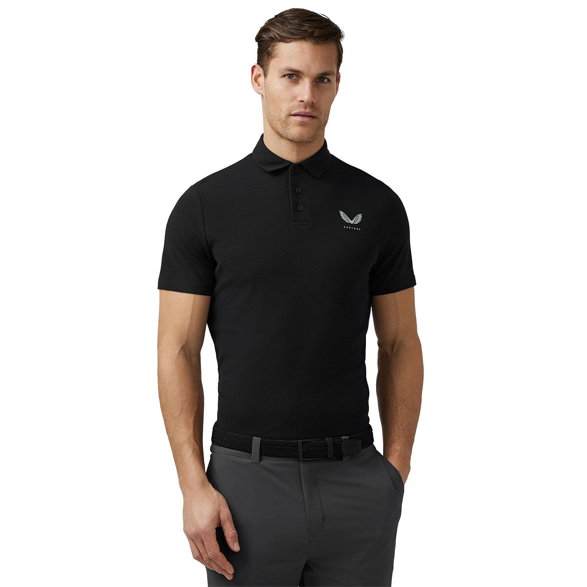 Castore Men's Essential Golf Polo Shirt, Mens, Black, Small | American Golf von Castore