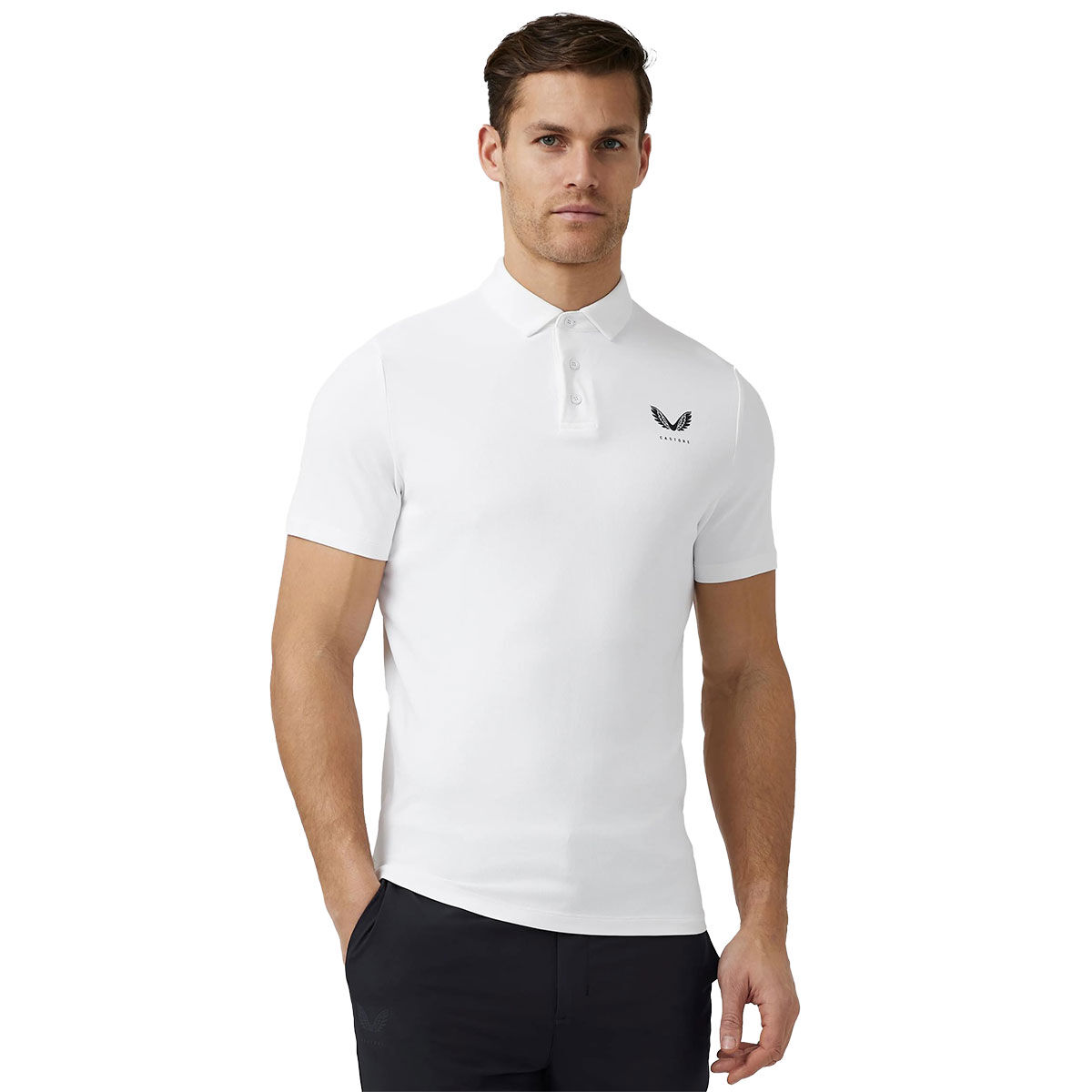 Castore Men's Essential Golf Polo Shirt, Mens, White, Small | American Golf von Castore