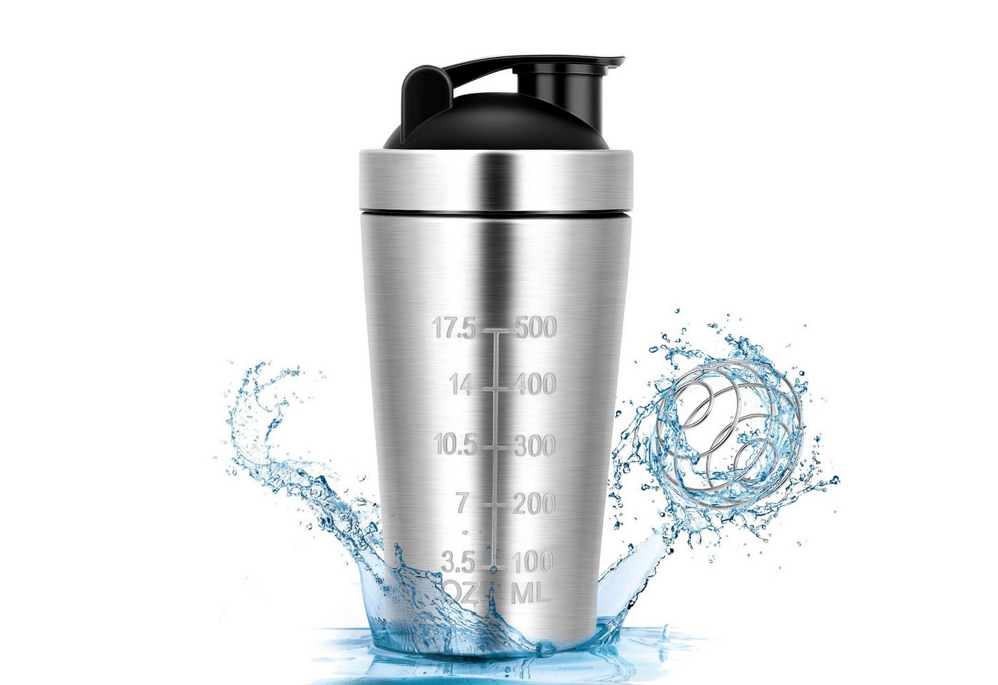 Caterize Shaker Edelstahl Protein Shaker, Classic Loop Shaker mit BlenderBall von Caterize