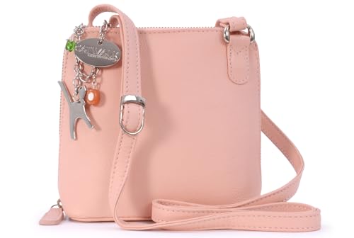 Catwalk Collection Handbags - Damen Leder Umhängetasche - Crossbody Bag/Handtasche Klein - Verstellbarer Schultergurt - LENA - Rosa von Catwalk Collection Handbags