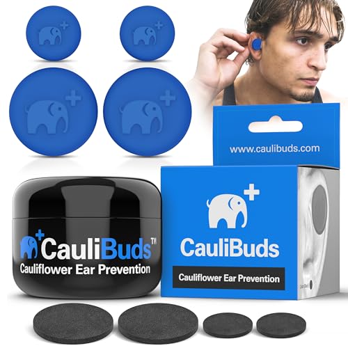 CauliBuds™ Blumenkohl-Ohrmagnete – Premium-Silikon-Magnet-Kompressionsset für Blumenkohl-Ohrprävention und -behandlung bei BJJ, Ringen, MMA und Rugby – minimiert die Ohrentleerung (blau) von CauliBuds