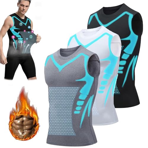 2024 New Version Ionic Shaping Sleeveless Shirt,Vitaboost Compression Shirt,Ionic Shaping Sleeveless Shirt for Men (2XL,3pcs Mixed Colors) von Cautorsy