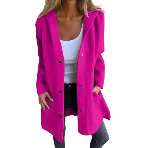 Casual Single Breasted Hooded Jacket for Autumn, Womens Jackets Casual, Casual Jackets for Women (Purple,5XL) von Cautorsy