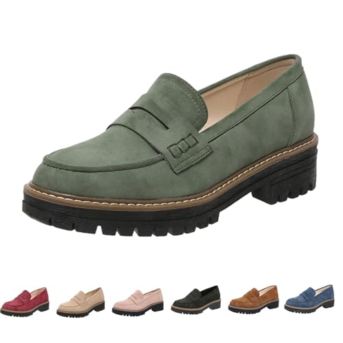 Cautorsy Platform Loafers for Women - orthoture-Orthopedic Platform Loafers, Orthopedic Shoes for Women (Green,37) von Cautorsy