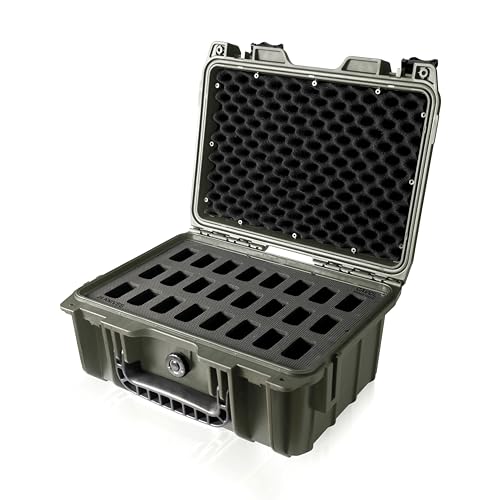 Cavol AC03 Messerkoffer für 24 Klappmesser Case-IPX7 Wasserdicht Heavy Duty Taschenmesser Lagerung Hard Case Box Storage Organizer,Klappmesser Kollektion Schutzhülle (Saftgrün-24) von Cavol