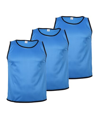 Cawila 3er Set Trainingsleibchen für Erwachsene, Markierungshemd für Sport und Freizeit wie Fußball und Handball sowie Schulsport zur Team-Markierung, Sport Bibs blau M-L Cawila 3er Set Trainingsleibchen für Erwachsene, Markierungshemd für Sport und Freizeit wie Fußball und Handball sowie Schulsport zur Team-Markierung, Sport Bibs blau M-L von Cawila