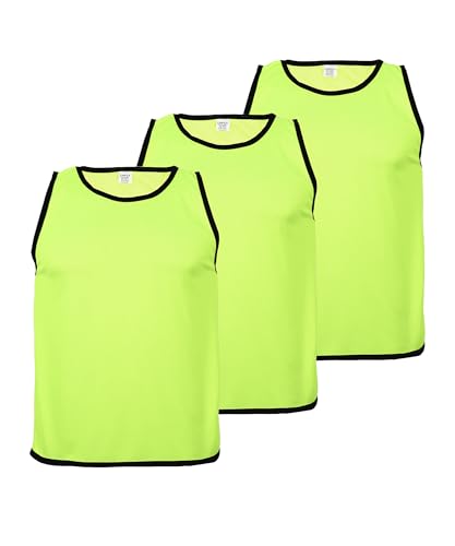 Cawila 3er Set Trainingsleibchen für Erwachsene, Markierungshemd für Sport und Freizeit wie Fußball und Handball sowie Schulsport zur Team-Markierung, Sport Bibs gelb M-L Cawila 3er Set Trainingsleibchen für Erwachsene, Markierungshemd für Sport und Freizeit wie Fußball und Handball sowie Schulsport zur Team-Markierung, Sport Bibs gelb M-L von Cawila