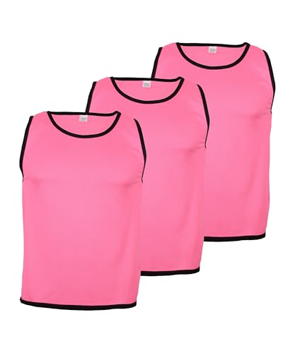 Cawila 3er Set Trainingsleibchen für Erwachsene, Markierungshemd für Sport und Freizeit wie Fußball und Handball sowie Schulsport zur Team-Markierung, Sport Bibs pink M-L Cawila 3er Set Trainingsleibchen für Erwachsene, Markierungshemd für Sport und Freizeit wie Fußball und Handball sowie Schulsport zur Team-Markierung, Sport Bibs pink M-L von Cawila