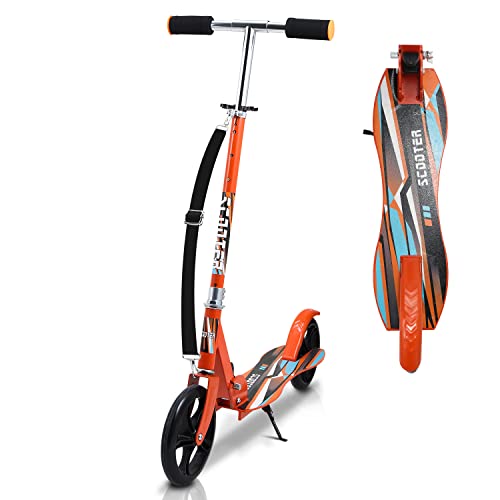 Cecaylie Roller Kinder,Scooter ab 3 Jahre,Cityroller mit großen Rädern,Höhenverstellbar & Faltbare,Scooter Kinder mit bis zu 100kg Tragkraft (Orange von Cecaylie