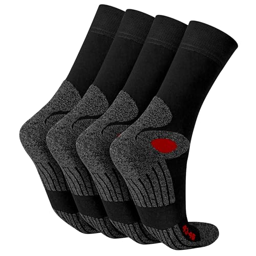 Celodoro 4 Paar Wandersocken, Arbeitssocken & Sportsocken (39-42, schwarz/rot) - verstärkte Unisex Socken für Damen & Herren - atmungsaktive Anti-Schweiß Funktionssocken für Sport, Wandern, Arbeit Celodoro 4 Paar Wandersocken, Arbeitssocken & Sportsocken (39-42, schwarz/rot) - verstärkte Unisex Socken für Damen & Herren - atmungsaktive Anti-Schweiß Funktionssocken für Sport, Wandern, Arbeit von Celodoro