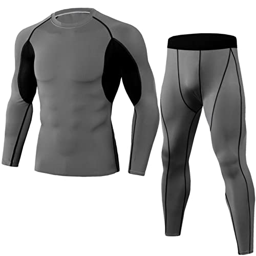 Celucke Funktionsunterwäsche Herren Set Sportunterwäsche Thermounterwäsche mit Print, Sport Leggings Laufhose Funktionsunterhose Kompressionshose + Kompressionsshirt langärmliges Oberteil Celucke Funktionsunterwäsche Herren Set Sportunterwäsche Thermounterwäsche mit Print, Sport Leggings Laufhose Funktionsunterhose Kompressionshose + Kompressionsshirt langärmliges Oberteil von Celucke