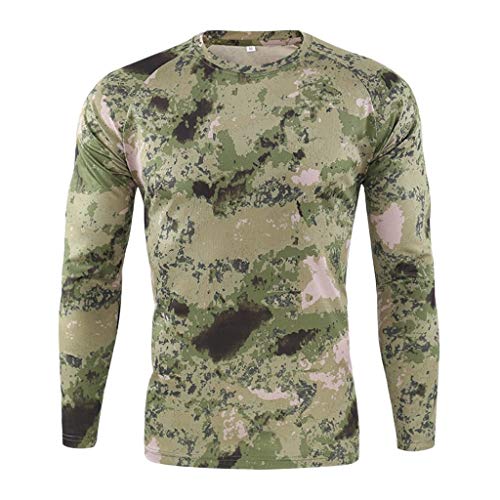 Celucke Herren Funktionsshirt Langarm Kompressionsshirt Camouflage Sportshirts Männer Laufshirt Atmungsaktiv Schnelltrocknend für Training Radfahren Jogging Wandern von Celucke