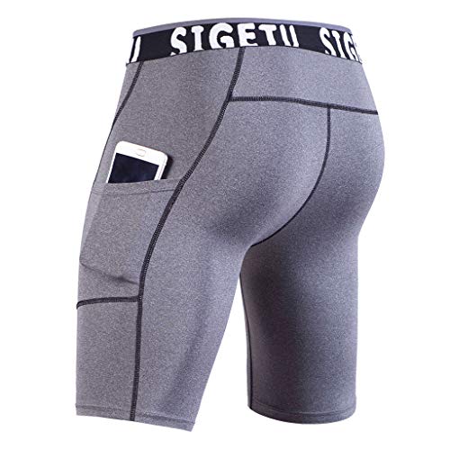 Celucke Herren Funktionsshorts Lauftights Kompressionsshorts Mit Tasche, Sporthosen Männer Kurz Laufshorts Trainingsshorts Fitness Running Gym Sport Tights von Celucke