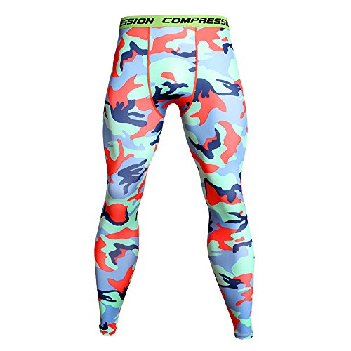 Celucke Sport Leggings Herren Laufhose Strumpfhose Compression Tights Camouflage Funktionswäsche Quick Dry Kompression Hose für Fitness Gym Joggen von Celucke