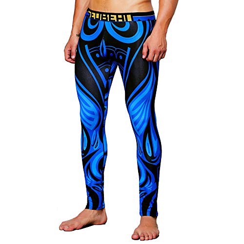 Celucke Sport Leggings Herren Laufhose Strumpfhose mit Print, Männer Fitness Hose Pro Funktionswäsche Cool Compression Tights, mit Quick-Dry-Funktion von Celucke